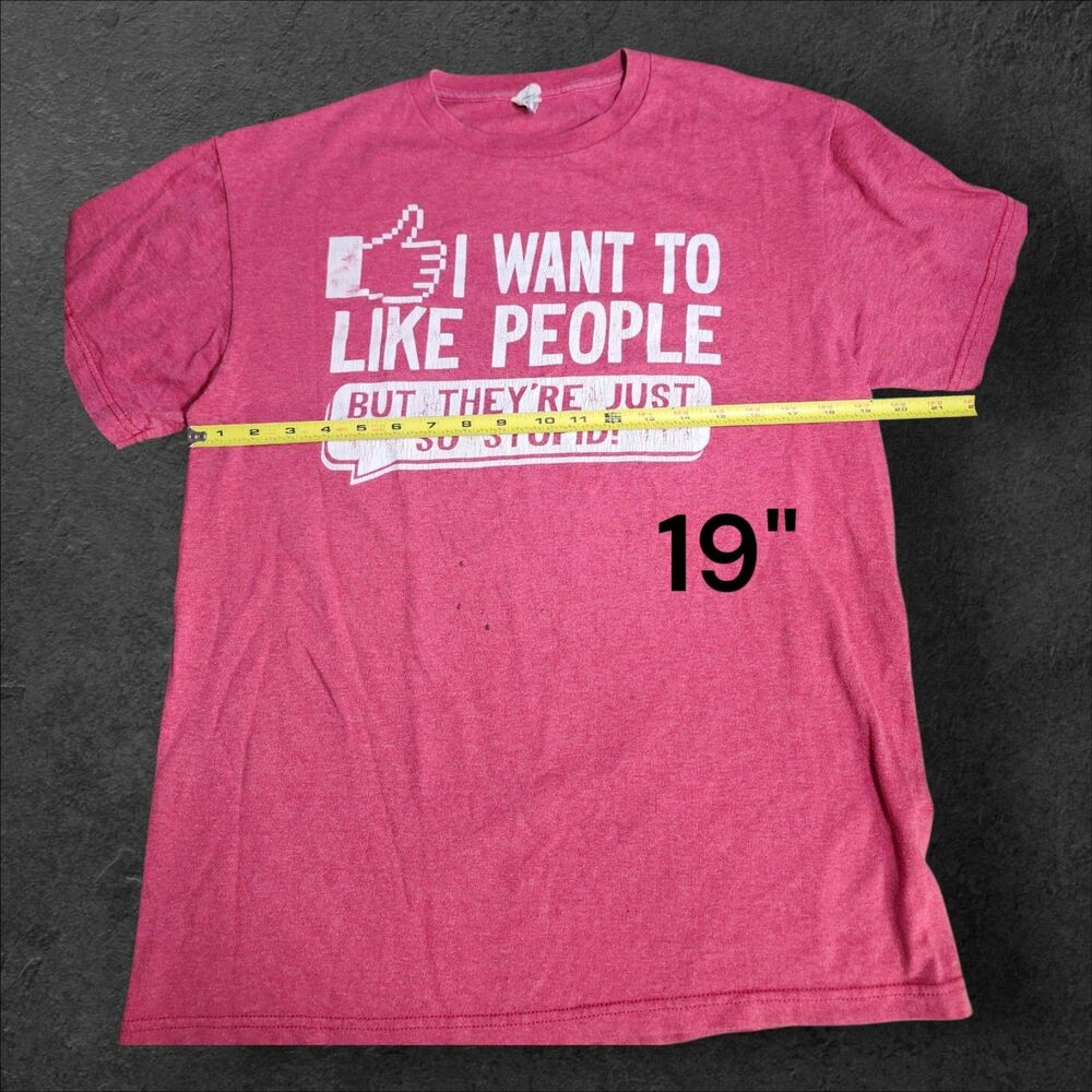 Vintage Y2K Meme T-Shirt I Want to Like People But They’re So Stupid M Facebook - Picture 6 of 11